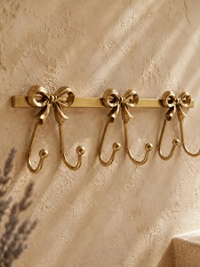 Premium <b>Bow</b> Design Pink Towel <b>Holder</b> With 3 Hooks For Bathroom Kitchen Wash Basin Area Cute Stylish Wall Mounted Rack Use - Product Image 5