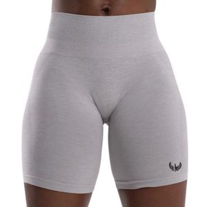 Shorts de compression sans couture gris clair pour femme, taille mi-haute, extensibles, anti-transparence, pour l'entraînement, la course, le fitness, le yoga et les activités sportives - Product Image 3