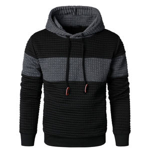 Sweat-shirt d'hiver pour homme, noir, à capuche, texturé, avec blocs de couleur - Product Image 5