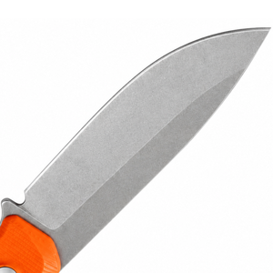 Cuchillos de Caza de Hoja Fija con Mango Ranurado Naranja Fluorescente y Hoja Gris, con Funda de Cuero Marrón para Camping, Senderismo y Actividades al Aire Libre - Product Image 4