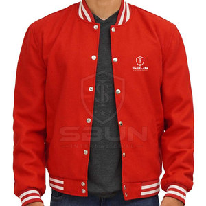 Men Varsity Jacket Premium Regular Fit <b>Covered</b> <b>Button</b> Closure Stand Waterproof Windproof Custom Embroidery OEM ODM Service - Product Image 5