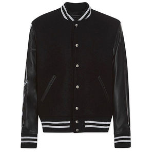 Cheap Rate Custom Unisex Bomber <b>Jacket</b> Wholesale Blank Varsity Baseball <b>Jackets</b> Stand Patchwork Wool Sleeves All Colors 2023 - Product Image 5