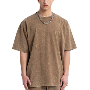เสื้อยืดสตรีทแวร์ผู้ชายคุณภาพสูง ผ้าฝ้าย 100% ซักย้อมแบบแอซิดวอช พร้อมตัวเลือกปรับแต่งได้ ผลิตจากผ้าที่เป็นมิตรต่อสิ่งแวดล้อม - Product Image 1