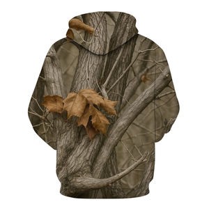 Sweat-shirt unisexe décontracté camouflage à capuche, coupe oversize, manches longues, en coton lourd et polyester, style streetwear, mélange de coton basique - Product Image 2