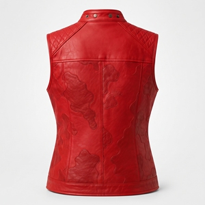 Chaleco de cuero genuino para mujer con acabado suave, forro transpirable, bolsillos funcionales y un ajuste favorecedor para looks modernos de streetwear. - Product Image 2