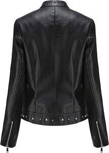 Vestes en cuir PU à fermeture éclair pour femmes vestes décontractées imperméables d'extérieur courtes - Product Image 4