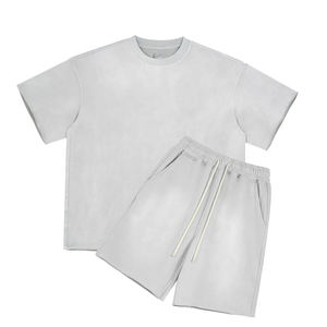 Camiseta de verano de punto con teñido pulverizado y efecto envejecido, manga corta, casual, de corte regular, para parejas, de marca de moda. - Product Image 3