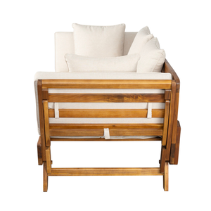 Modern Solid Teak Wood Outdoor <b>Daybed</b> Sofa Patio Lounge Furniture with <b>Cushions</b> for Villa Resort Garden Poolside - Product Image 4