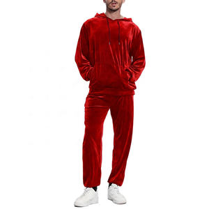 Ensemble de survêtement en velours noir respirant pour homme, sweat-shirt à capuche et pantalon, coupe ajustée, couleur unie, tenue décontractée pour l'automne - Product Image 2