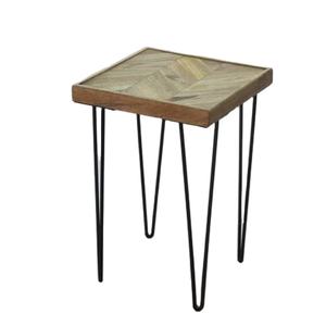 Mesa de centro con superficie de madera y estructura de metal negro, producto de gran venta de fabricante indio, mesa decorativa para uso en el centro de la habitación. - Product Image 1