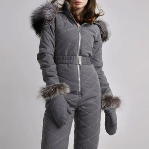 Two Piece Hooded 100% Polyester for Ski <b>Suit</b> with Zipper Closure <b>Waterproof</b> Windproof Jacket and Pants Set for <b>Men</b> Women - Product Image 2