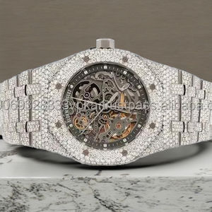 Reloj de pulsera analógico de lujo para hombre, acero inoxidable de alta calidad, Diamante de moissanita de dos tonos único, 41mm, cristal envejecido helado, Hip Hop - Product Image 5