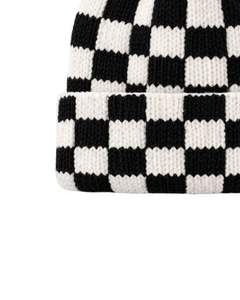 Gorro de punto personalizado con diseño de tablero de ajedrez en blanco y negro, gorro de invierno cálido con puño, gorro de punto acrílico suave, unisex, estilo streetwear. - Product Image 6