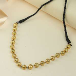 Collier Matar Mala en perles texturées faites à la main, argent sterling 925 plaqué or, bijoux ethniques - Product Image 2
