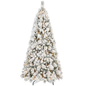 Sapin de Noël artificiel floqué de 7,5 pieds avec 500 lumières LED et 1252 pointes en PVC - Product Image 1