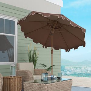 Ombrellone da Giardino Marrone da 2,5m/2,7m/3m con Manovella Inclinabile a Pulsante in Acciaio Inossidabile per Ristoranti e Spiagge - Product Image 2