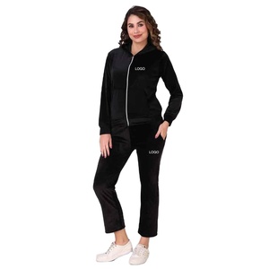 velvet tracksuit for women custom logo <b>velour</b> Ladies hoodies and <b>trousers</b> tracksuit jogging suit velvet tracksuits women's - Product Image 1