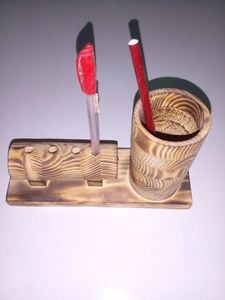 <b>Rustic</b> Wood Pencil Organizer for Study Table Wooden Writing Tools Caddy for Desktop Luxury Wooden <b>Office</b> <b>Desk</b> Companion Wooden C - Product Image 4