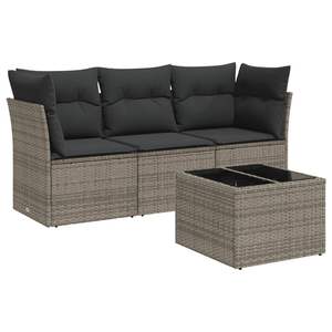 Set Divano da Giardino Modulare in Rattan PE Grigio di Media Dimensione, Elegante Arredamento da Giardino - Product Image 2