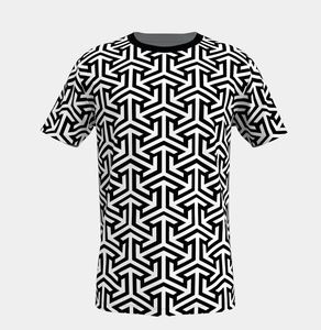 Camiseta Deportiva de Manga Corta para Hombre, con Estampado Geométrico Rojo, Corte Regular, Cuello Redondo, Transpirable, Tejido de Poliéster - Product Image 3