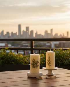 Natural Botanical Printed Pillar <b>Candles</b> for Home Decor <b>Candles</b> set of - 2 for perfect accent for modern - Product Image 3