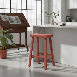 เก้าอี้บาร์ทรงสูง ไม้ยางพาราแท้ ทรงกลม ทันสมัย เรียบง่าย เฟอร์นิเจอร์บ้าน ทนทาน น้ำหนักเบา - Product Image 6