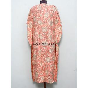 Caftán Maxi de Algodón para Mujer, Cuello en V, Sin Mangas, Ecológico, Ajustado, Estampado Floral, con Recortes, Lavable, para Uso Diario - Product Image 5