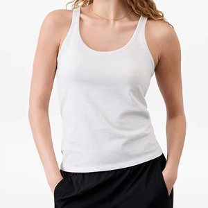 Camiseta sin mangas de verano para mujer, ligera, informal, transpirable, 100% algodón, tela teñida reactiva, entrega rápida, venta al por mayor - Product Image 2