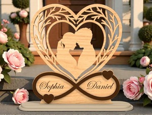 Personalized Engraved Polished Wooden Heart Nautical Style Home Decor Gift with Custom Color Size for <b>Girlfriend</b> Valentine - Product Image 3