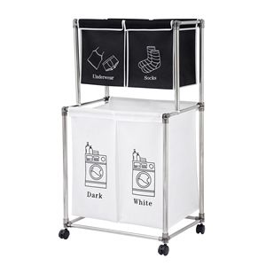 Cesto para Ropa Sucia de 2 Niveles con 4 Bolsas Organizadoras Extraíbles, Fácil Movimiento sobre Cuatro Ruedas, Clasificador para una Gestión Eficiente de la Ropa - Product Image 1