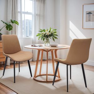 Set di 2 Sedie da Pranzo Moderne in Pelle PU Marrone con Gambe in Metallo per Cucina, Ristorante, Soggiorno e Sala Riunioni - Product Image 3