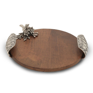 Bandeja de servir de madera de nogal oscuro de alta calidad con asas decorativas de cobre, bandeja de madera de estilo moderno para el hogar y restaurantes. - Product Image 4