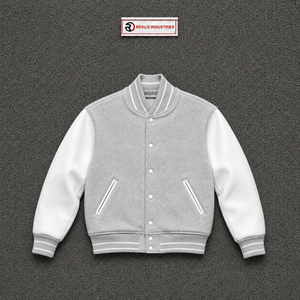 Veste universitaire classique premium gris argenté en molleton de coton et polyester, col rabattu décontracté, manches régulières, couleur unie, boutonnée - Product Image 5