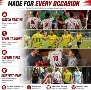 Maillots de football personnalisés 2026 – Nom, numéro et logo personnalisables – Tenue d'équipe pour hommes, femmes et jeunes – Maillot de football sur mesure - Product Image 4