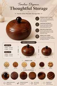TimberLuxe - Tazón para Servir - Tazón de Madera Esmaltada Hecho a Mano de Primera Calidad para Frutas, Ensaladas, Postres, Bocadillos y Decoración del Hogar - Product Image 5