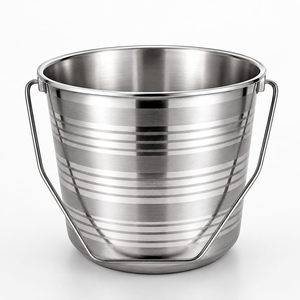 Seau en acier inoxydable avec poignée, robuste, résistant à la rouille, multi-usages, pour le stockage de l'eau dans la salle de bain, la cuisine et la maison - Product Image 1