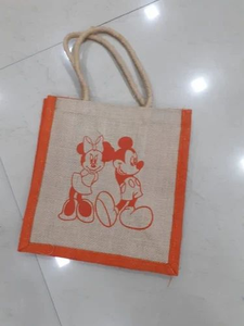 Sac à provisions en toile et jute à motif personnalisé durable avec poignée en corde Sac à lunch écologique - Product Image 6