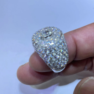 Micro Paved Set Oval Cut Moissanite Diamond Iced Out Hip Hop Engagement Wedding <b>Ring</b> for <b>Men</b> 925 Sterling <b>Silver</b> Big Hollow <b>Ring</b> - Product Image 4