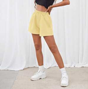 Shorts pour femmes personnalisés, 100% coton, tricotés, taille élastique, coupe décontractée, imperméables, séchage rapide, respirants, écologiques - Product Image 4