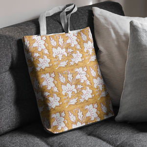 Different Block Pattern Pure Cotton Tote Bag Durable Block Print Tote Bag New Shopping <b>Clothes</b> Bag for Women Fashion - Product Image 5