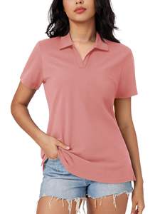Camiseta Polo corta de alta calidad para mujer, cómoda camisa transpirable de secado rápido, diseño liso personalizado a bajo precio - Product Image 2