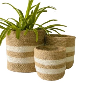 Fabriqué au Bangladesh, panier suspendu en corde tressée artisanal, moderne, écologique, pot à fleurs rustique rond, support pour plantes succulentes d'intérieur - Product Image 1