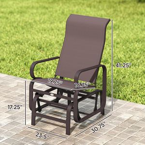 Set di 2 poltrone a dondolo singole marroni con struttura leggera in metallo e rete - Product Image 3