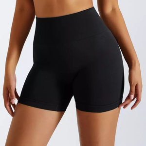 Shorts de Yoga de Cintura Alta con Efecto Push-Up, Color Sólido, Spandex y Nailon, para Entrenamiento, Gimnasio y Fitness - Product Image 3