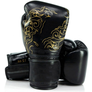 Guantes de Boxeo de Cuero Sintético Negro de Alta Calidad - Guantes de Entrenamiento Duraderos con Soporte de Muñeca con Cierre de Gancho y Bucle para Hombres y Mujeres - Product Image 3