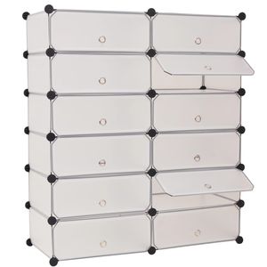 Organisateur de chaussures en panneaux de plastique blanc avec structure en acier, range-chaussures pratique - Product Image 2