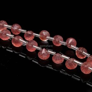 Natural Pink <b>Strawberry</b> Quartz Faceted Onion Briolette Beads 7-9MM Teardrop Shape <b>Strawberry</b> Quartz Gemstone Beads For Jewelry - Product Image 5
