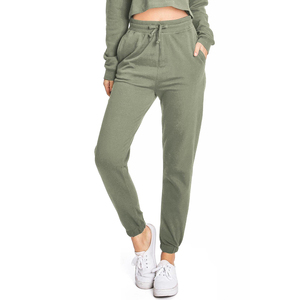 Olive Green Color Pullover Long Sleeves Women's Cropped Tracksuits Breathable Quick Dry Ladies Winter Wear Hoodie Trouser Sets - Product Image 4