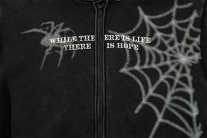 Sudadera con Capucha y Cremallera Unisex, 100% Algodón, de Alta Calidad, con Estampado de Telaraña, Estilo Hip Hop, Sudadera Corta con Cremallera y Diseño de Araña - Product Image 5