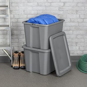 Lot de 4 grands bacs de rangement - Contenants en plastique de 18 gallons avec couvercles à clipser, gris - Idéal pour organiser la maison et le garage - Product Image 3